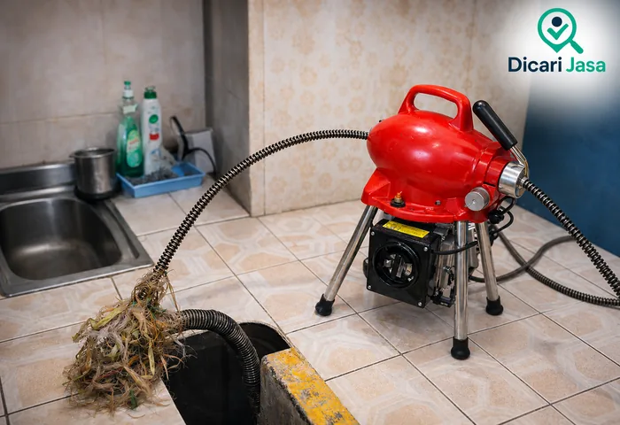 Penanganan saluran mampet menggunakan mesin cleaner